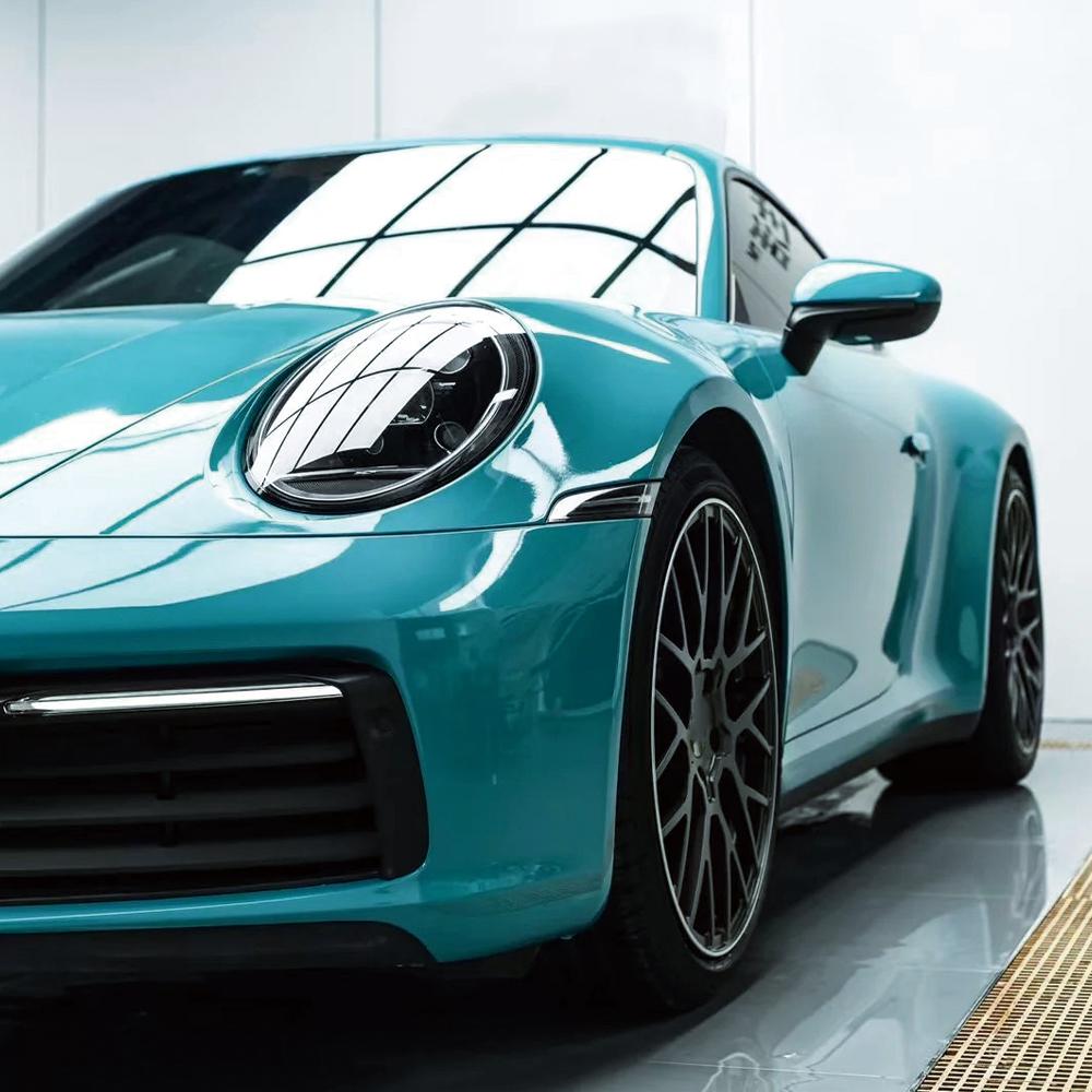PET Ultra Gloss Miami Blue Car Vinyl Wrap Roll Film Vehicle Body Self Adhesive Decal Car DIY Decoration Accessories Air Release