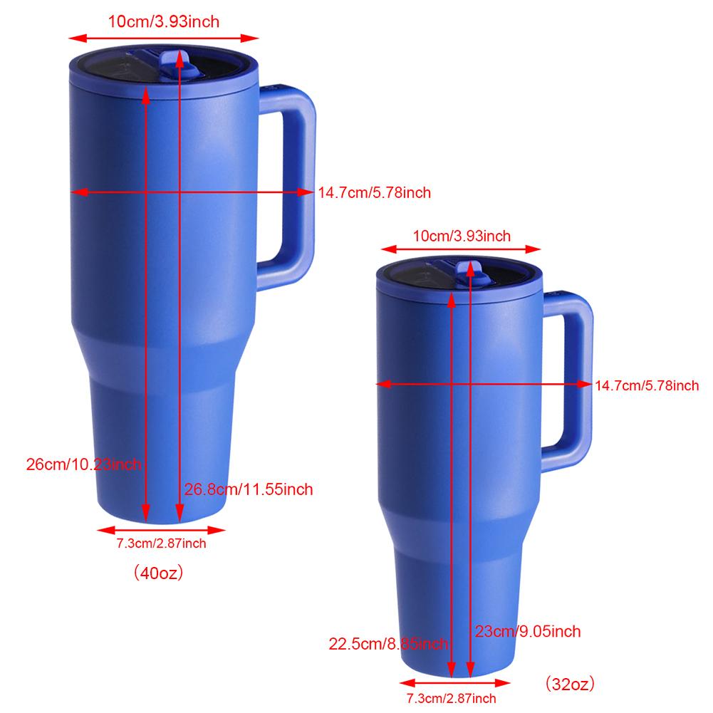 32/40oz Stainless Steel Straw Insulated Water Bottle Thermal Coffee Car Cup Cold Hot Mugs Large Vacuum Flask for Outdoor Travel