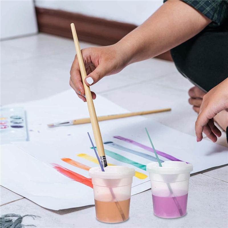 24 Packs Paint Cups With Lids For Kids No Spill Learning Color Cups Reusable Paint Containers With Lids For Young Artist