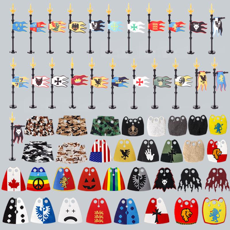 Mittelalterliche Militärburg Ritter Rüstung Bausteine Schulterpanzer Rüstungszubehör Roter Löwe Schwarzer Adler Waffensteine Spielzeug