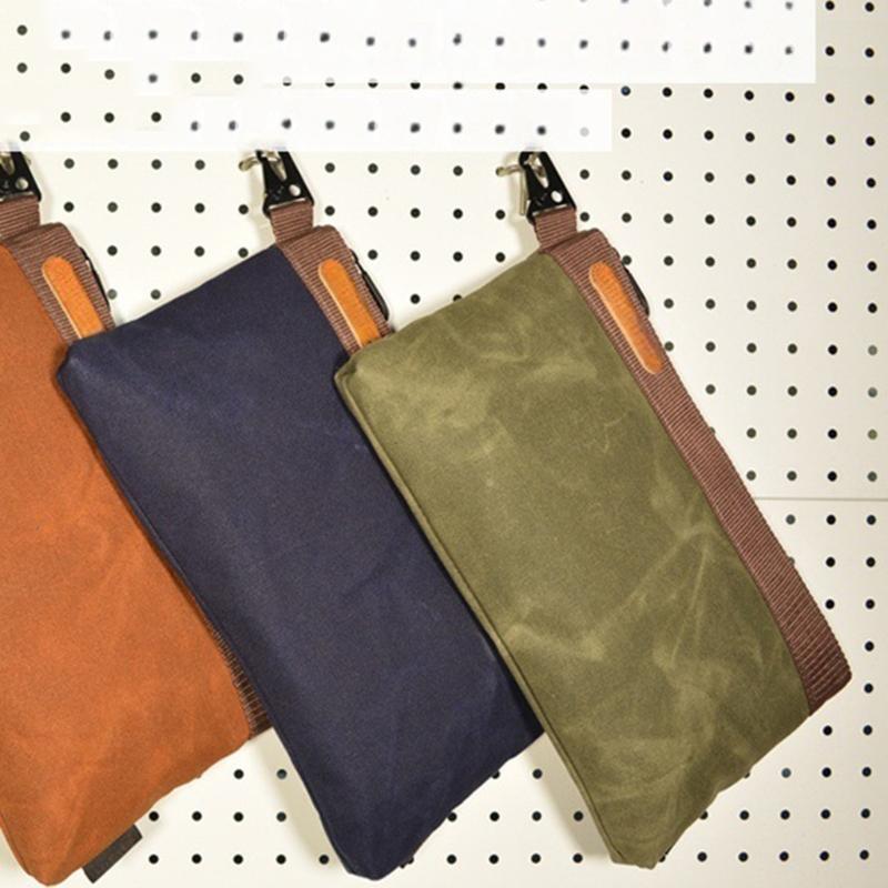 Spacious 12x1x8 Inch Waxed Canvas Tool Pouch with 30% Extra Capacity Secures Full Size Tools Heavy Duty Construction