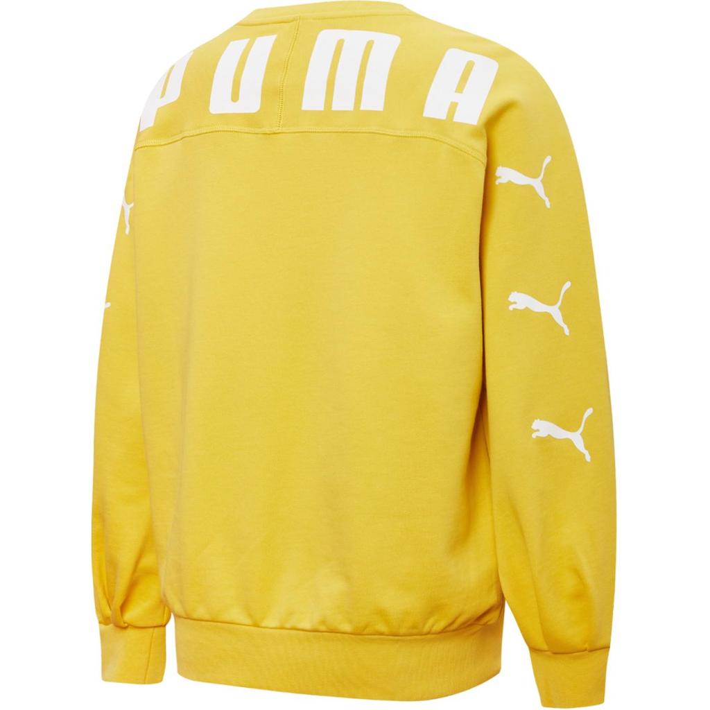 Puma Logo Print Casual Crewneck Sweatshirt Women sweatshirt Bamboo-Yellow 537019-31