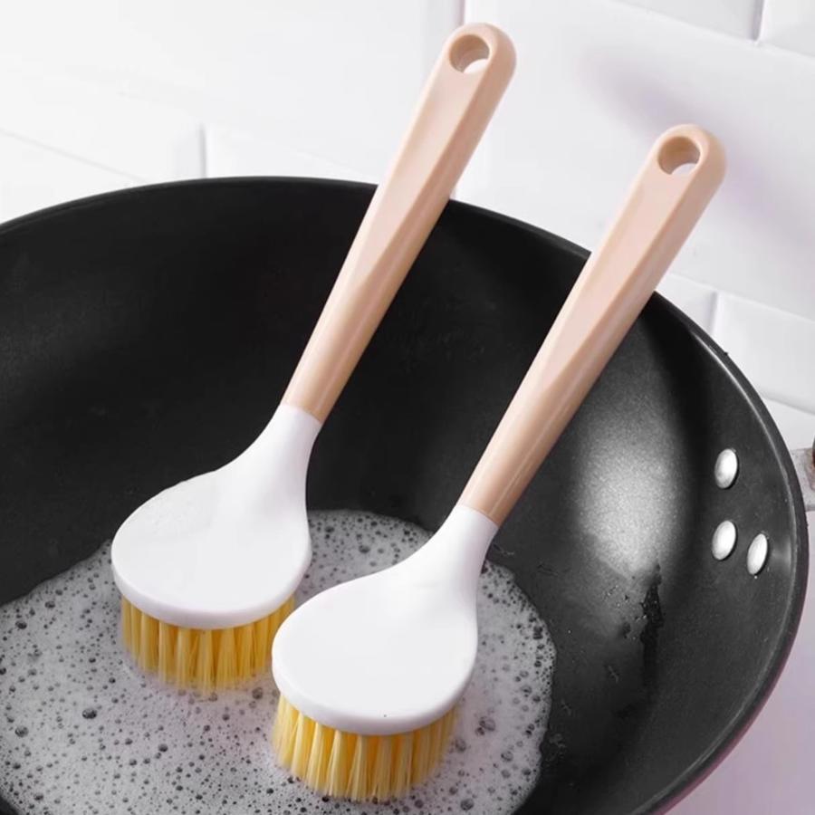 5 pcs Household Kitchen Brush Cleaning Gadget Long Handle Cleaning Brush for Pots and Pans, Bowl Scraper, Sisal