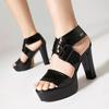 Fashion Women's New Summer European and American Metal Belt Buckle Waterproof Platform High Heel Large Open Toe Sandals