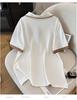 Plus Size Women's Summer Lapel Top Slimming Short Sleeve T-Shirt Cardigan