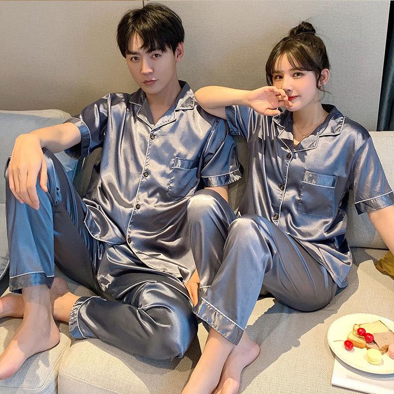 Fabrik Paar Pyjama Damen Sommer Dünne Eis Seide Sommer Kurzarm Shorts Hauskleidung Herren Anzug Atmungsaktive Eis Seide