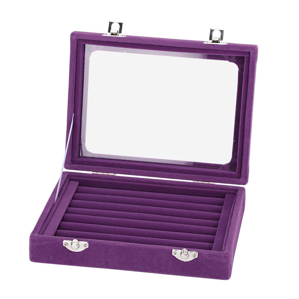 

3 Colors Composite Board Lint Jewelry Rings Storage Box Display Case Holder