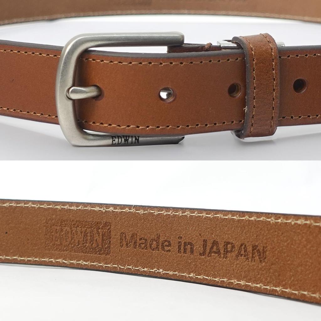 Belt, 30mm wide, 116cm long, made in Japan, cowhide leather, single stitch, 0111125