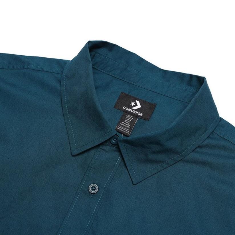 Converse Woven Long Sleeve Button Down Shirt Asia Sizing 'Green' Men's 10023803-A04