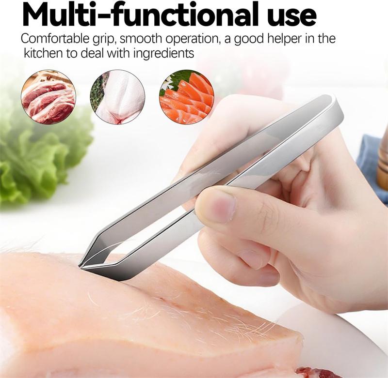 2 Stück Fischgrätenpinzetten Edelstahl Fischgrätenpinzetten Schräge Zangen Entferner Set Küche Fischgrätenentferner mit rutschfestem Griff