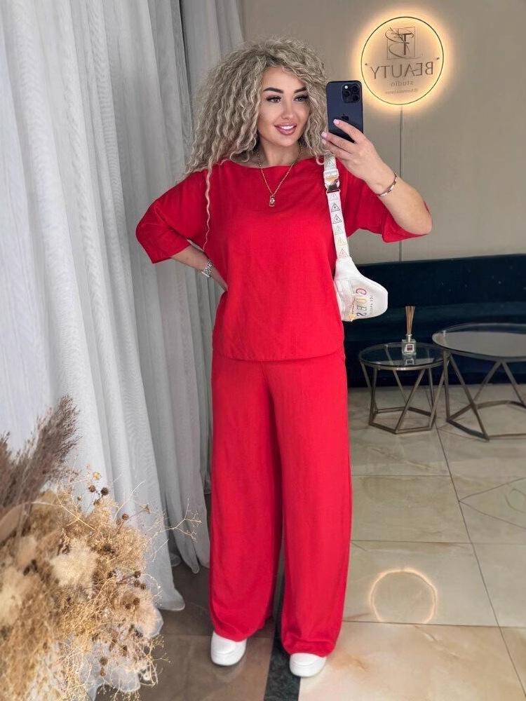 2025 Autumn & Winter Fashion Casual Two-Piece Set with Seven-Sleeve Top