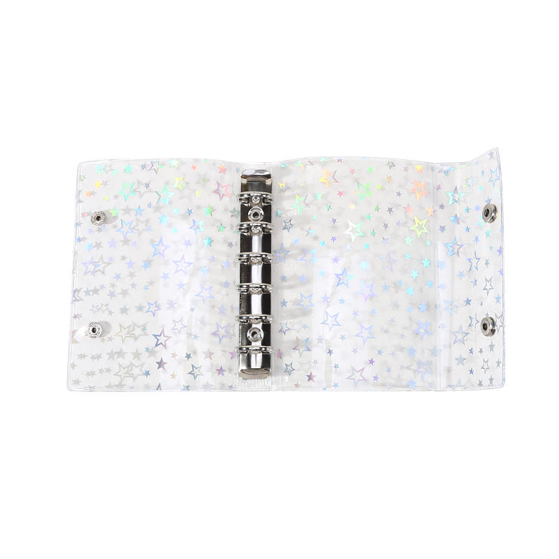 A7 Budget Binder Cover Clear Glitter PVC Binder Refillable Notebook for Photos Pictures Albums Organizer Planner Folder