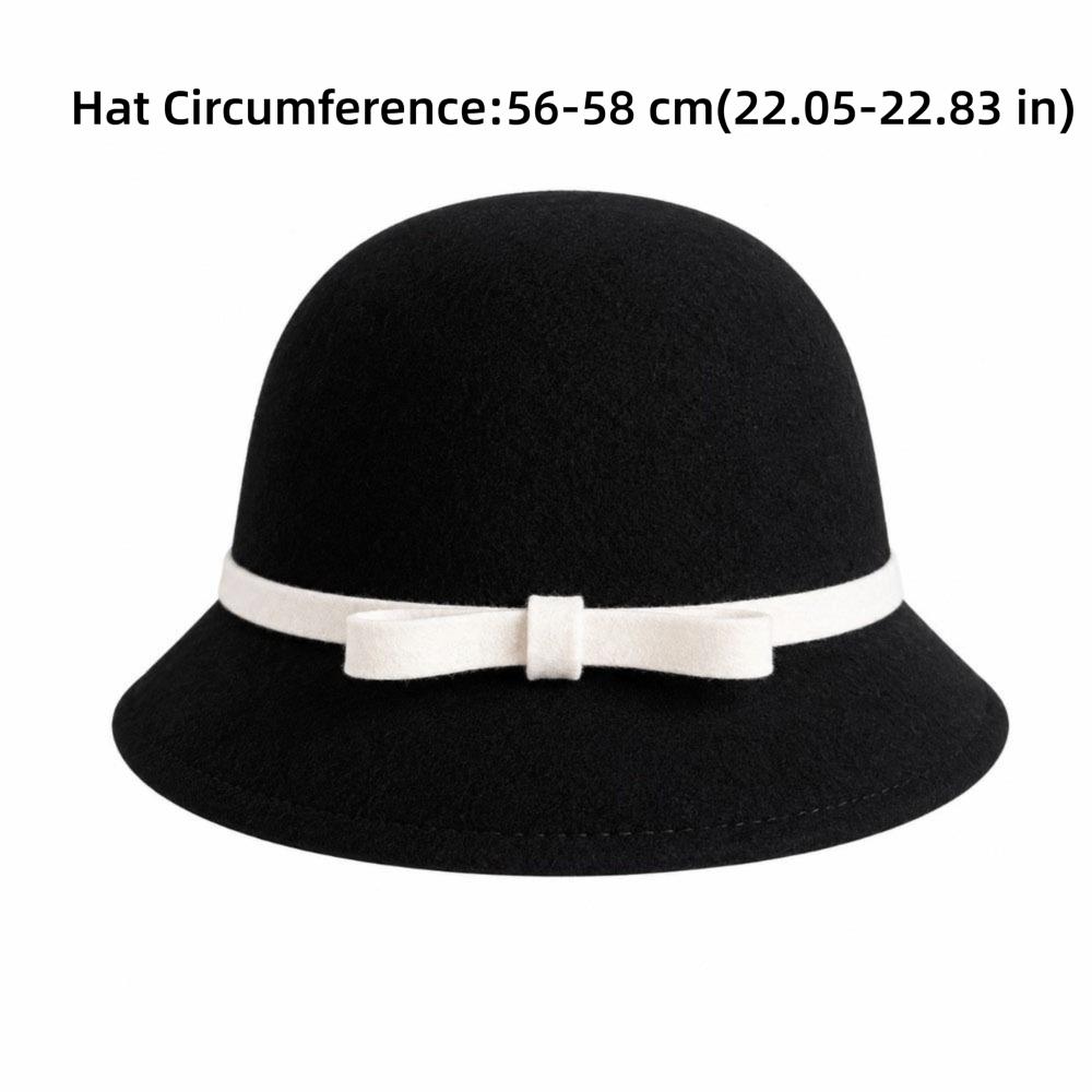 Soft Felt Fedora Hats Bowknot Decoration Bowler Hat Vintage Women Felt Hat  Formal Occasion