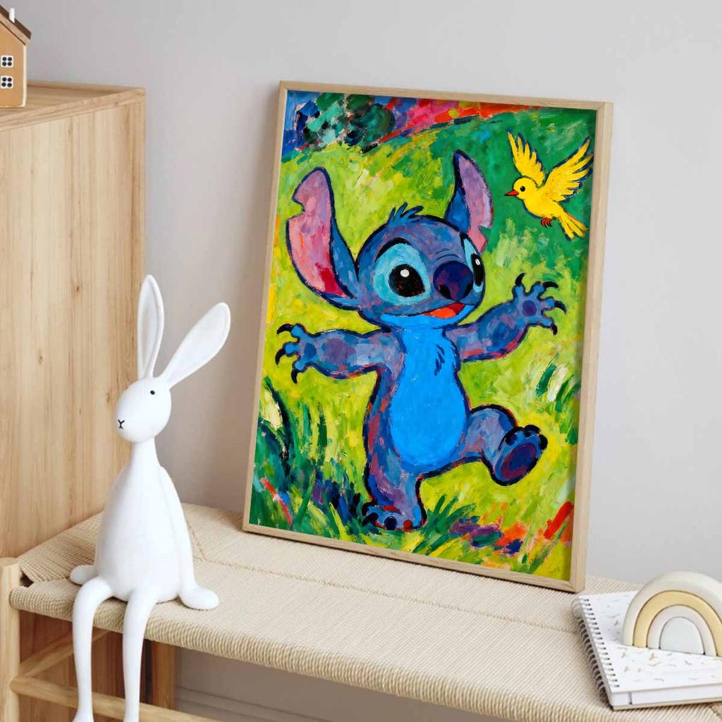 Disney Diamond Painting Kits 5D Stitch and Bird Handmade DIY Cross Stitch Gift Home Decor Relaxing Hobby Fun Wall Art Joyful Creative Craft Project