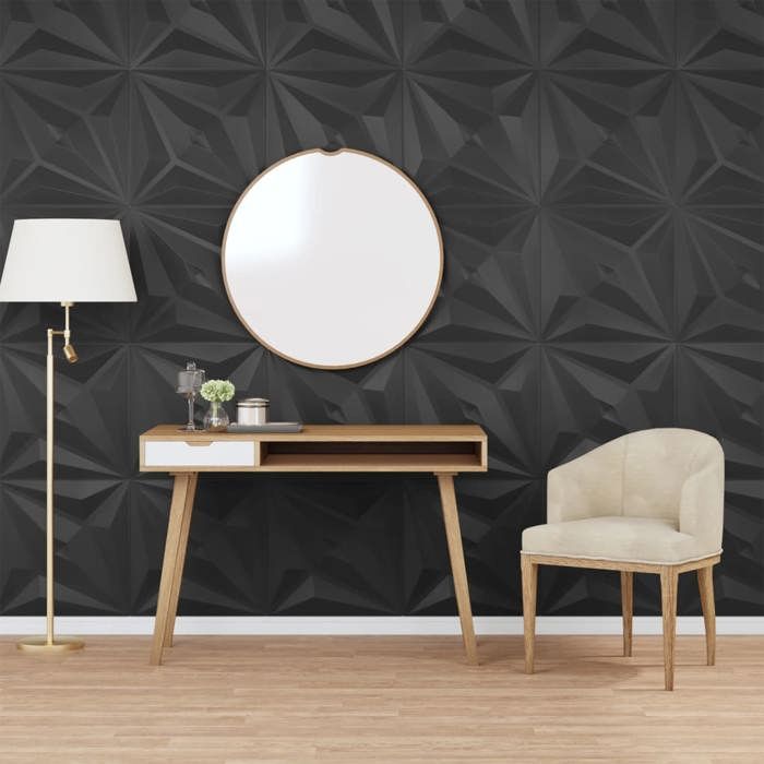 VidaXL Wall Panels 48 Pcs, Wall Stickers, Wallpapers, Wall Coverings, Living Room Decoration, Black 50x50 Cm 356936