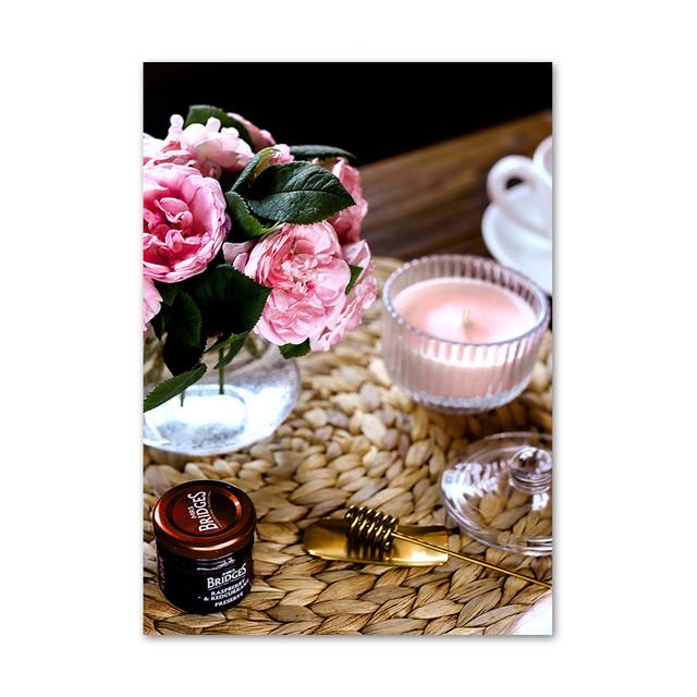 Snídaně Čokoládový prsten Dort Káva Chléb Severské Plakáty Reprodukce Nástěnné Umění Obrazy Obrazy Obrazy Dezert Obchod Domácí dekorace