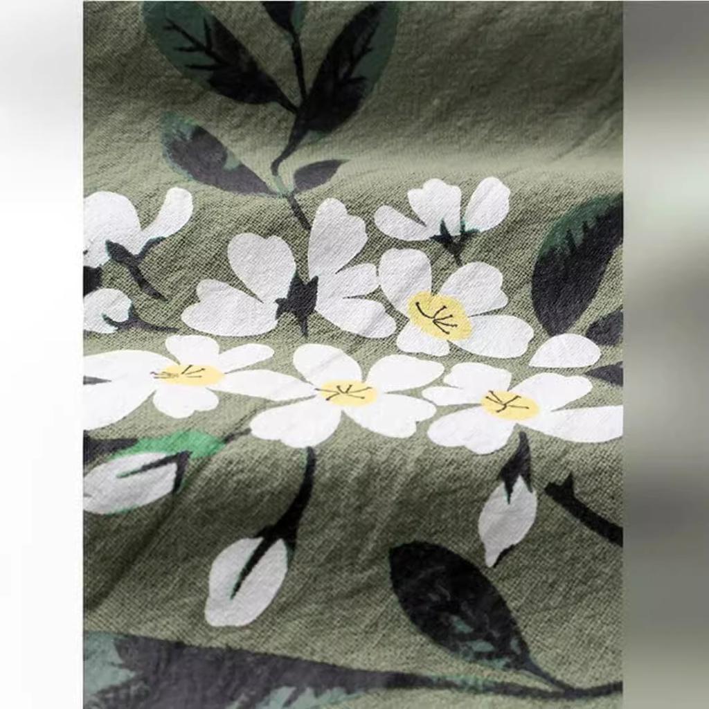 Letní dámské šaty nadměrné velikosti z bavlny a lnu s potiskem, kulatým výstřihem, bez rukávů