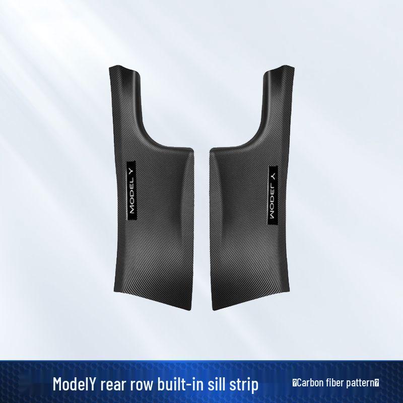 Tesla Model Y Carbon Fiber Rear Seat Corner Anti-Kick Protector Sill Strip