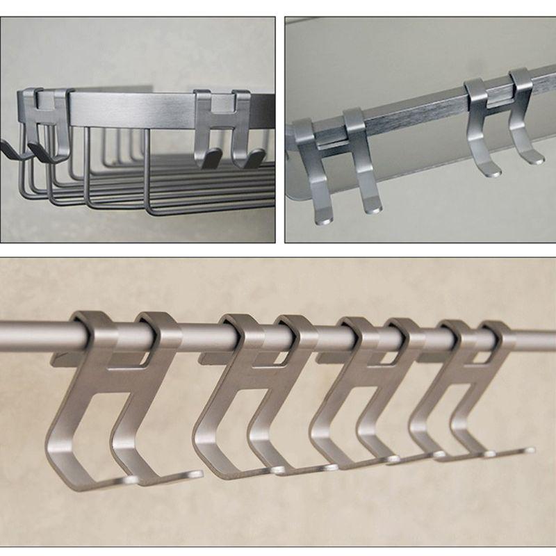 Space Aluminum Metal Shower Glass Door Hook Free Hole Towel Rack Hanger