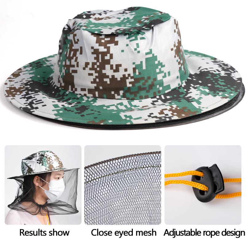1pcs Bee Keeper Hat With Mosquito Net Prevent Beekeeping Protective Bee Insect Net Veil Hat Outdoor Sunshade Beekeeper Supplies