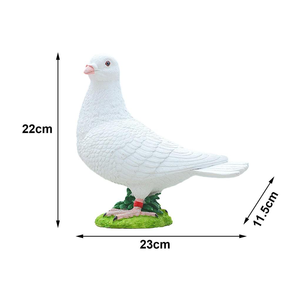 Resin Sculpture Fake Birds Model Decorative Collections White Pigeon Figurine Simulation Pigeon Statue for Home Office Garden