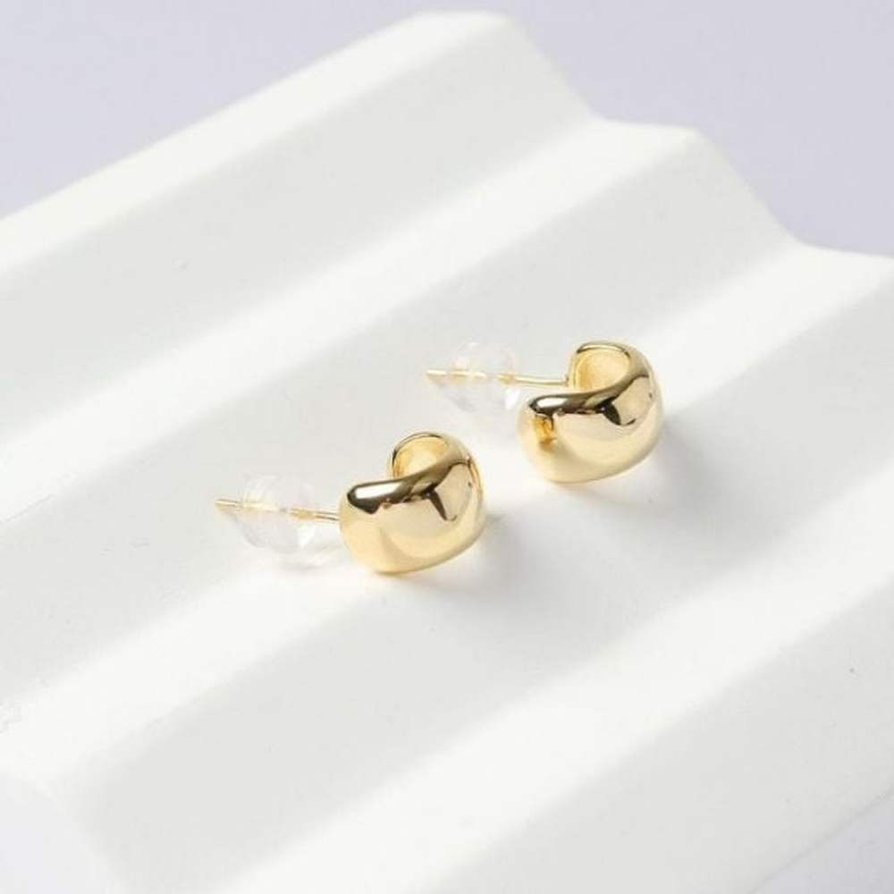 Silver 925 Water Drop Earrings Gold Volume Bold