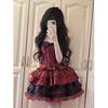 Toku and Yuu Lolita Dress Set Red and for Mori Girl Gothic Lolita Princess Perfect for Tea and Parties 3-Piece (Mini Skirt, Camisole, Black) Women,