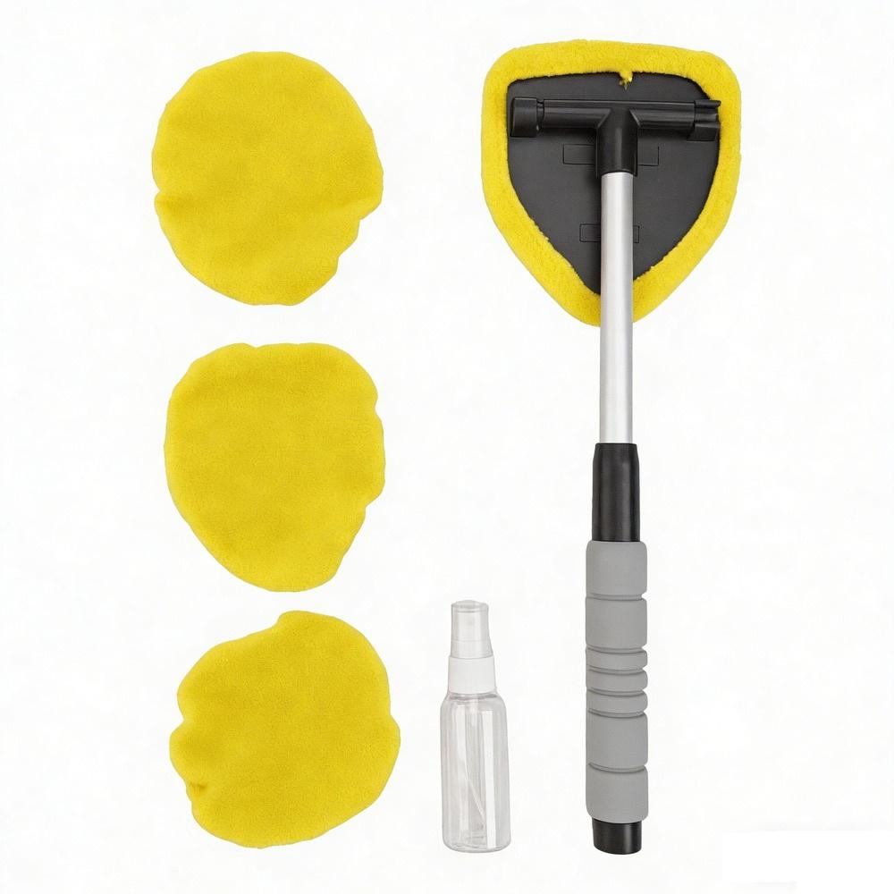 Portable Car Interior Window Cleaner with 3 Extra Rags for Convenient Use
