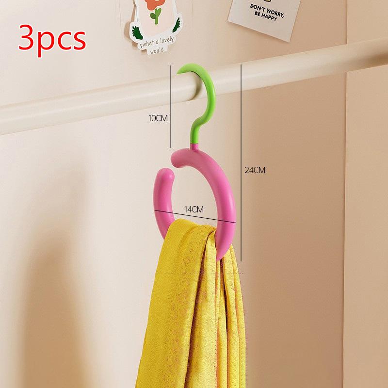 Dopamine Hook Clothes Hanger 1/5pcs - Rotating Scarf Hat Bag Organizer, Non Perforated Silk Display Stand