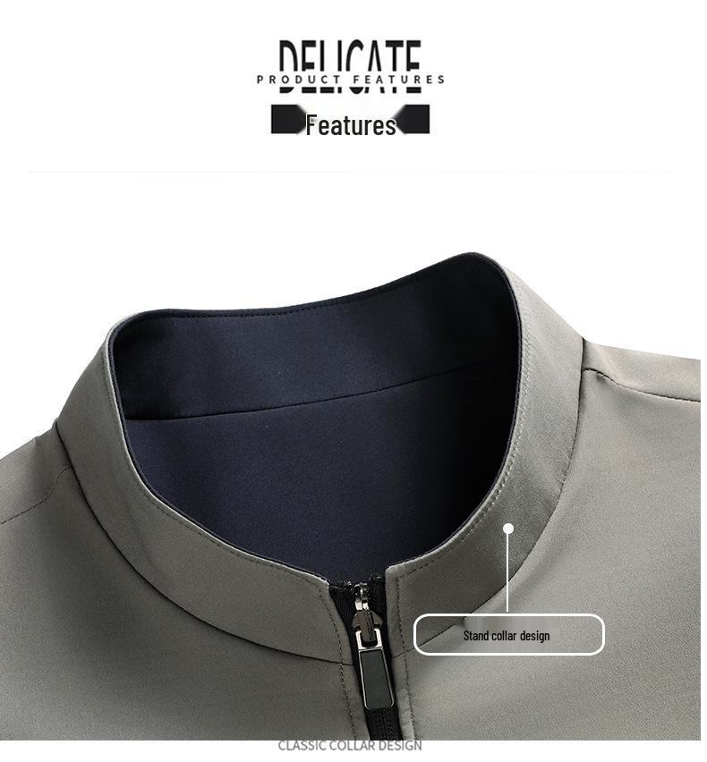 Reversible Men's Stand Collar Jacket for Spring/Autumn 2025 - New Style for Middle-Aged Dads