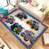 2D Flat Monster Truck HD Printed Carpet, Kitchen Rugs, Yoga Mat, Non-Slip Bathroom Mats Washable Polyester Rug for Bathroom