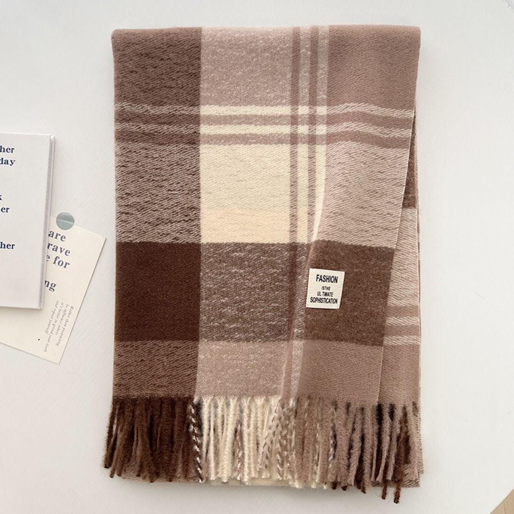 Thicken Plaid Wool Scarf Windproof Men Scarf Soft Winter Cashmere Scarf  Female