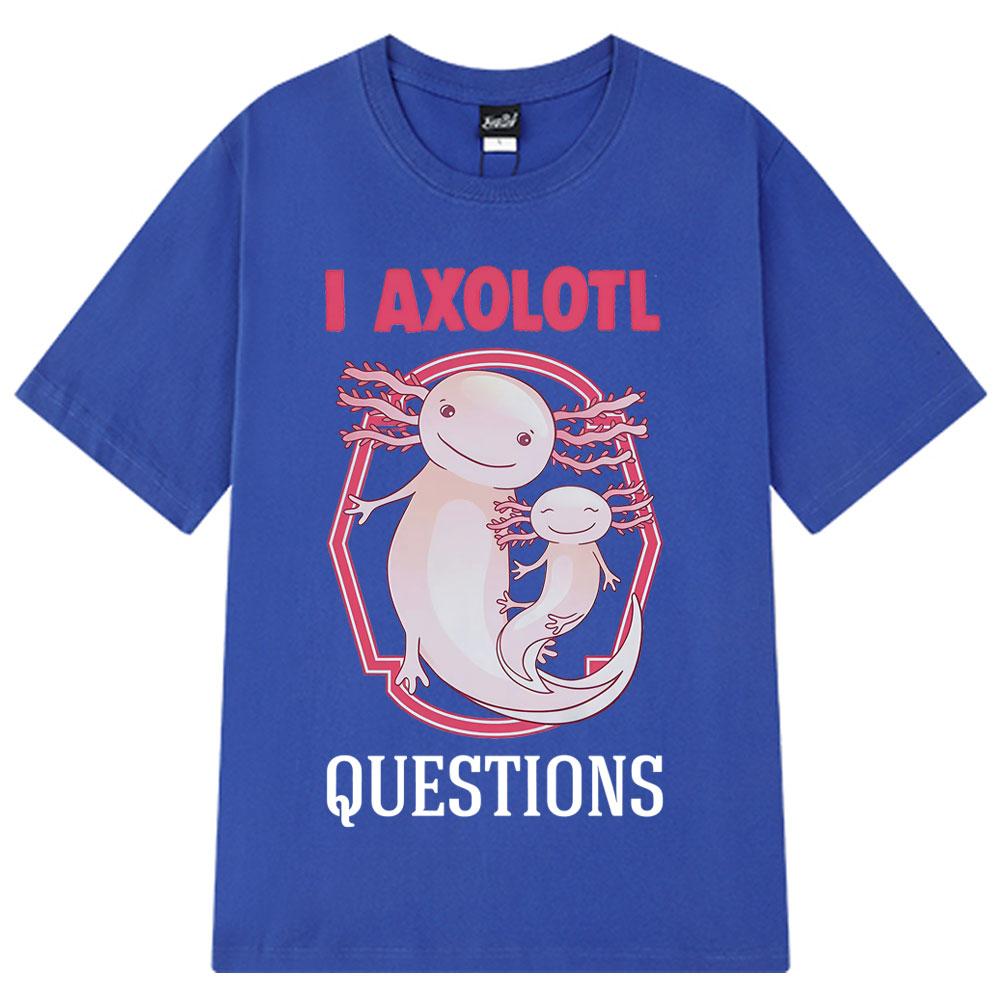 Ich stelle viele Axolotl-Fragen Retro Lustig Sommer Locker Lässig Hip-hop T-Shirt Übergroß Harajuku Herren Damen T-Shirts Streetwear