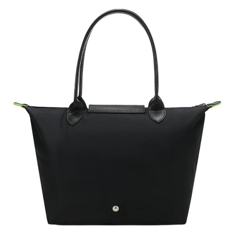 Longchamp Borsa a tracolla Le Pliage Green 28 manico lungo pieghevole tela ecologica con finiture in pelle bovina a forma di raviolo portatile media 2605919001