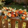 Pumpkin Maple Leaf and Bunny Ear Leaf Garland with Wire for Thanksgiving Fireplace Staircase Front Door Decor