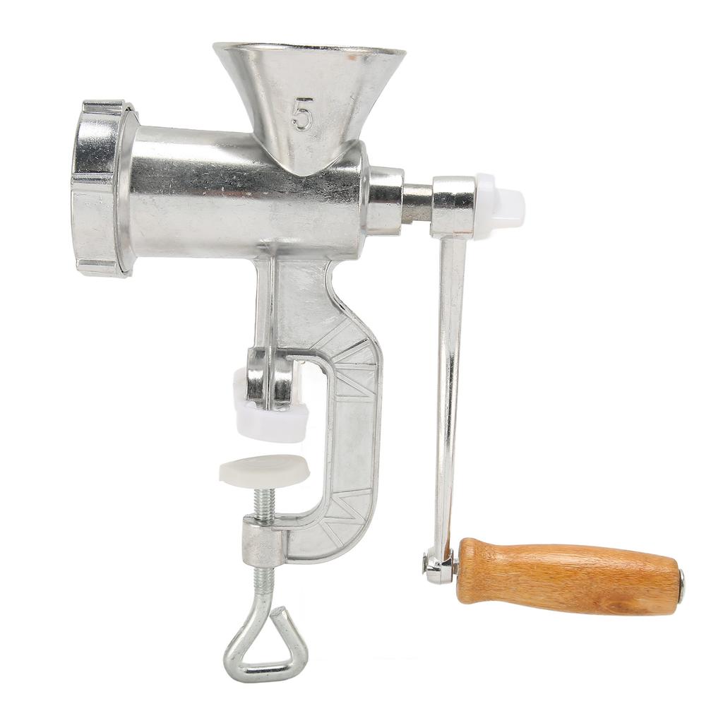 Manuell Köttkvarn Aluminiumlegering Hushållshand Köttmalningsmaskin med Trähandtag för Hemmet
