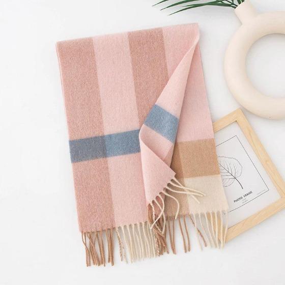 Plaid Scarf for Women 100% Wool Shawl All-Match Tassel Warm Comfortable Luxury Clothes New Fashion Autumn Winter Scarves