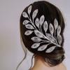 1PC Elegant Handcrafted Braided Headpiece with Sparkling Rhinestones - Leaf-Inspired Design for Bridal and Special Occasions