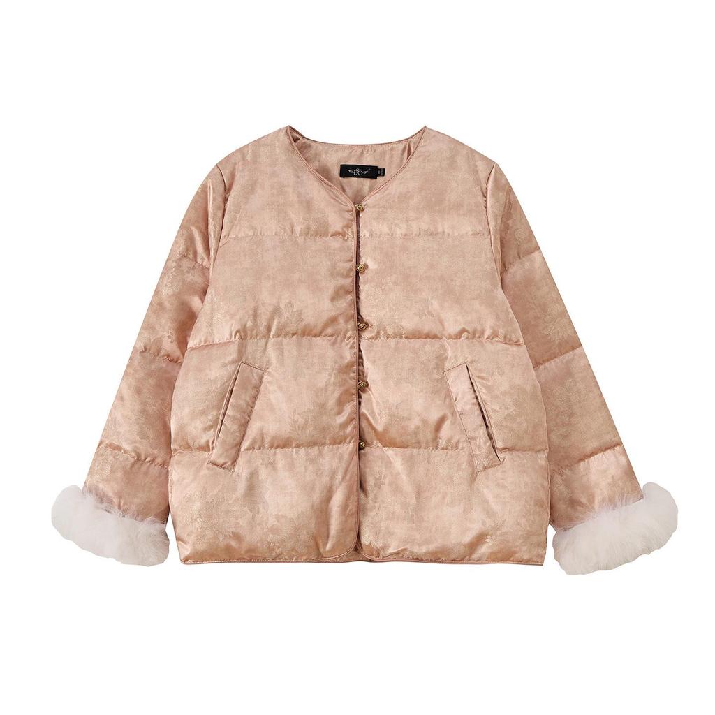 Chinesischer Stil Fell Patchwork Jacquard Daunenjacke 90% Weiße Entendaunen - Nationaler Stil Warm 2025 Winter Oberbekleidung