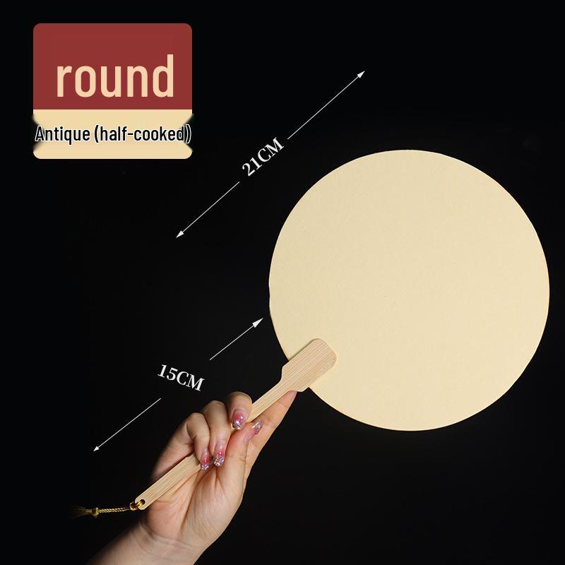 Thickened Double-Sided DIY Round Fan with Blank White Xuan Paper for Hand-Painting