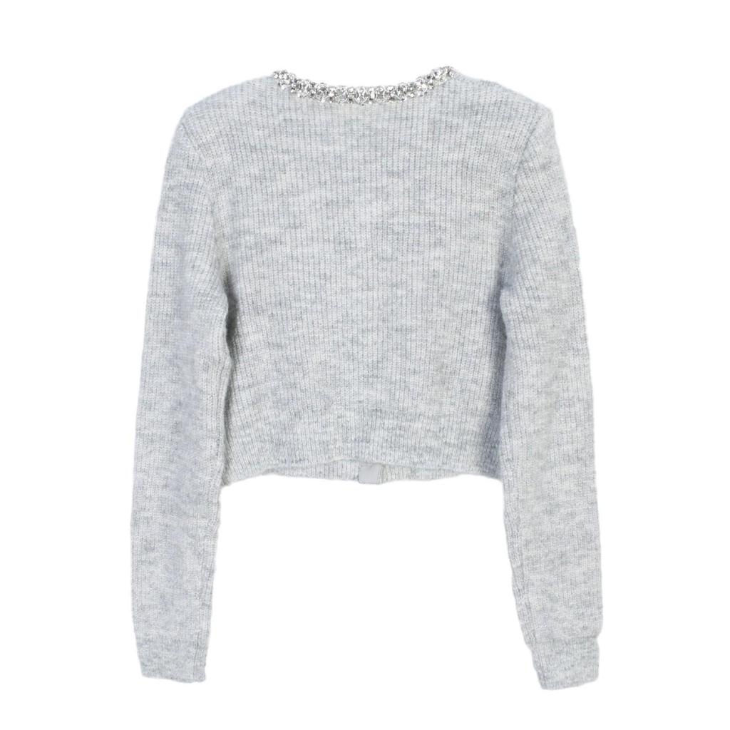 Elegant Diamond-Embellished Knitted Cardigan for a Chic Autumn/Winter Look