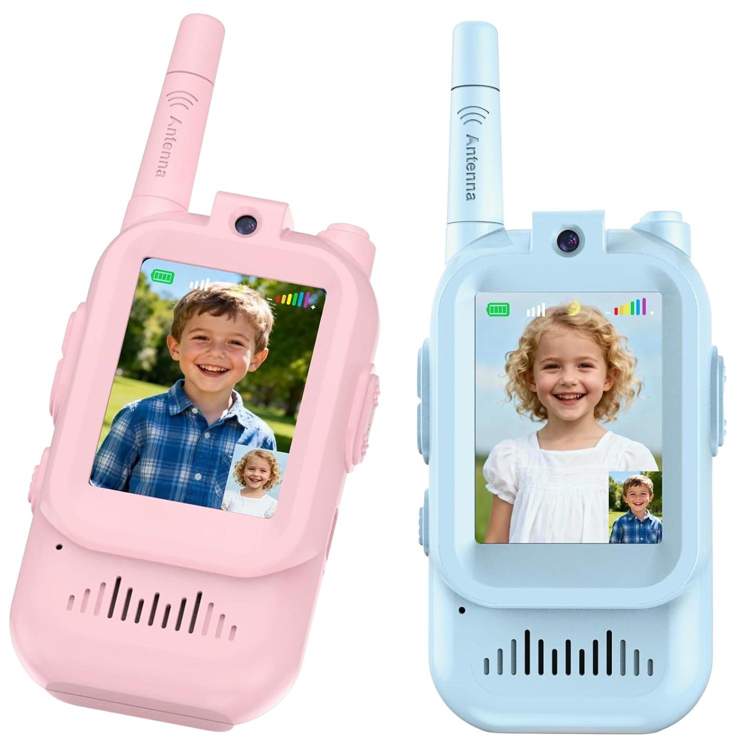 

2 PCS Kids Video Walkie Talkie 2 HD Screen USB-C Rechargeable One-Click HD Call Intercom Children Boys Girls Birthday Gifts