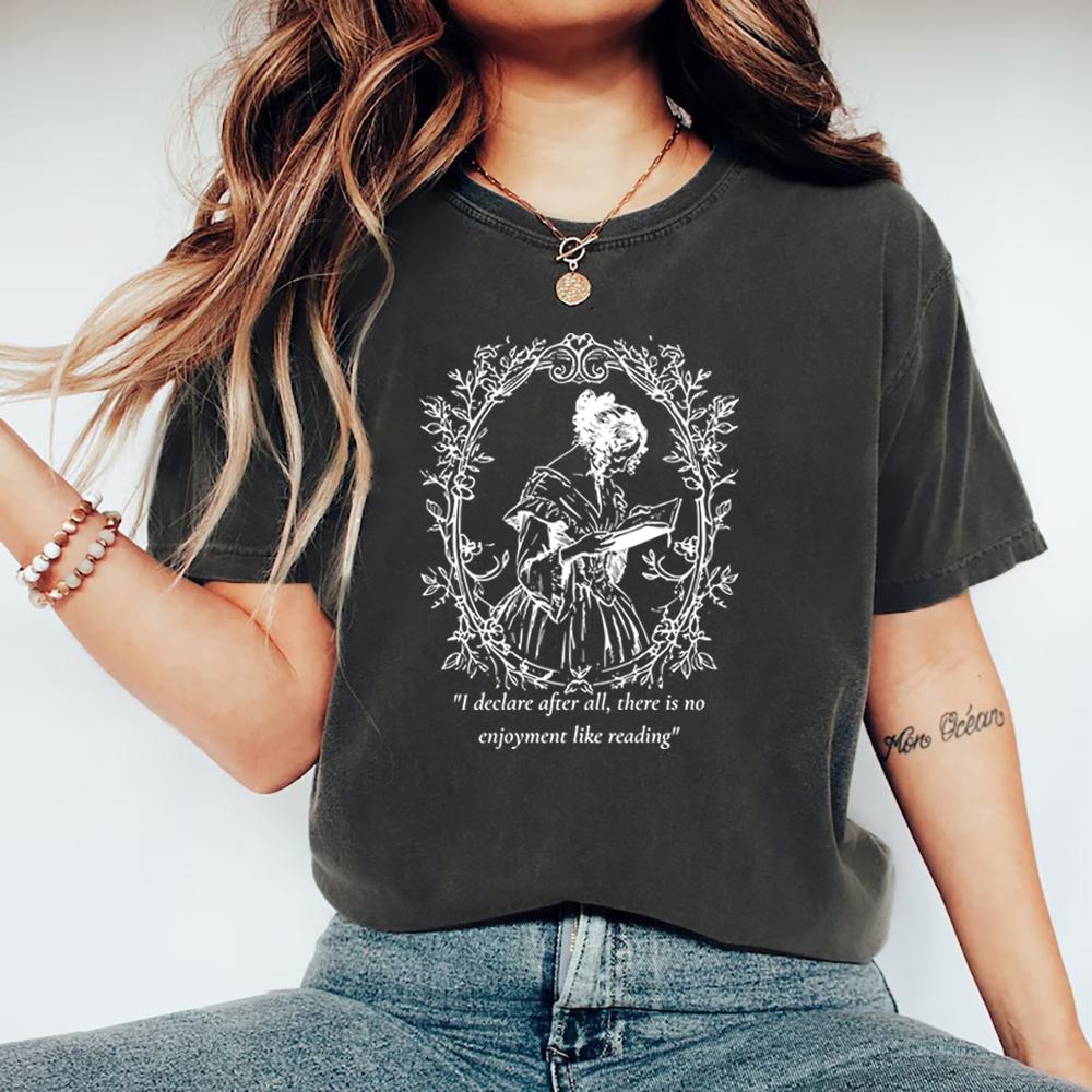 Pride and Prejudice T-Shirt Jane Austen Shirt Women T-shirts Short Sleeve Graphic Tees Vintage Women Clothes Bookish Gift