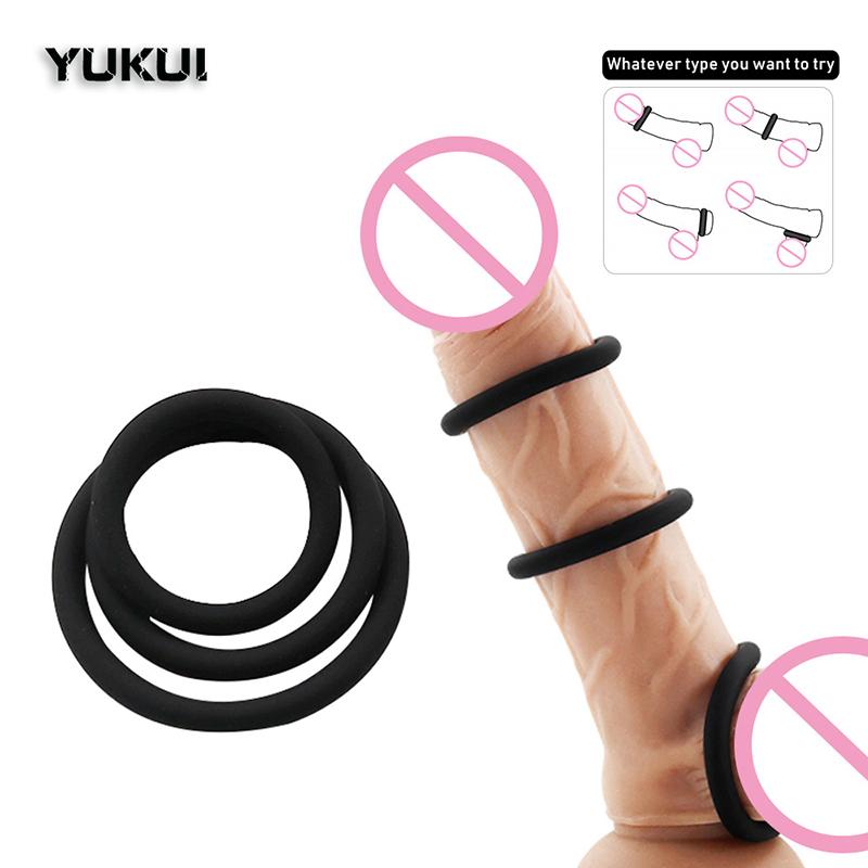3 Pcs Cock Ring Sex Toys For Men Delay Ejaculation Lasting Durable Silicone Penis Rings Enlarge Enhance Erection Adult Supplies