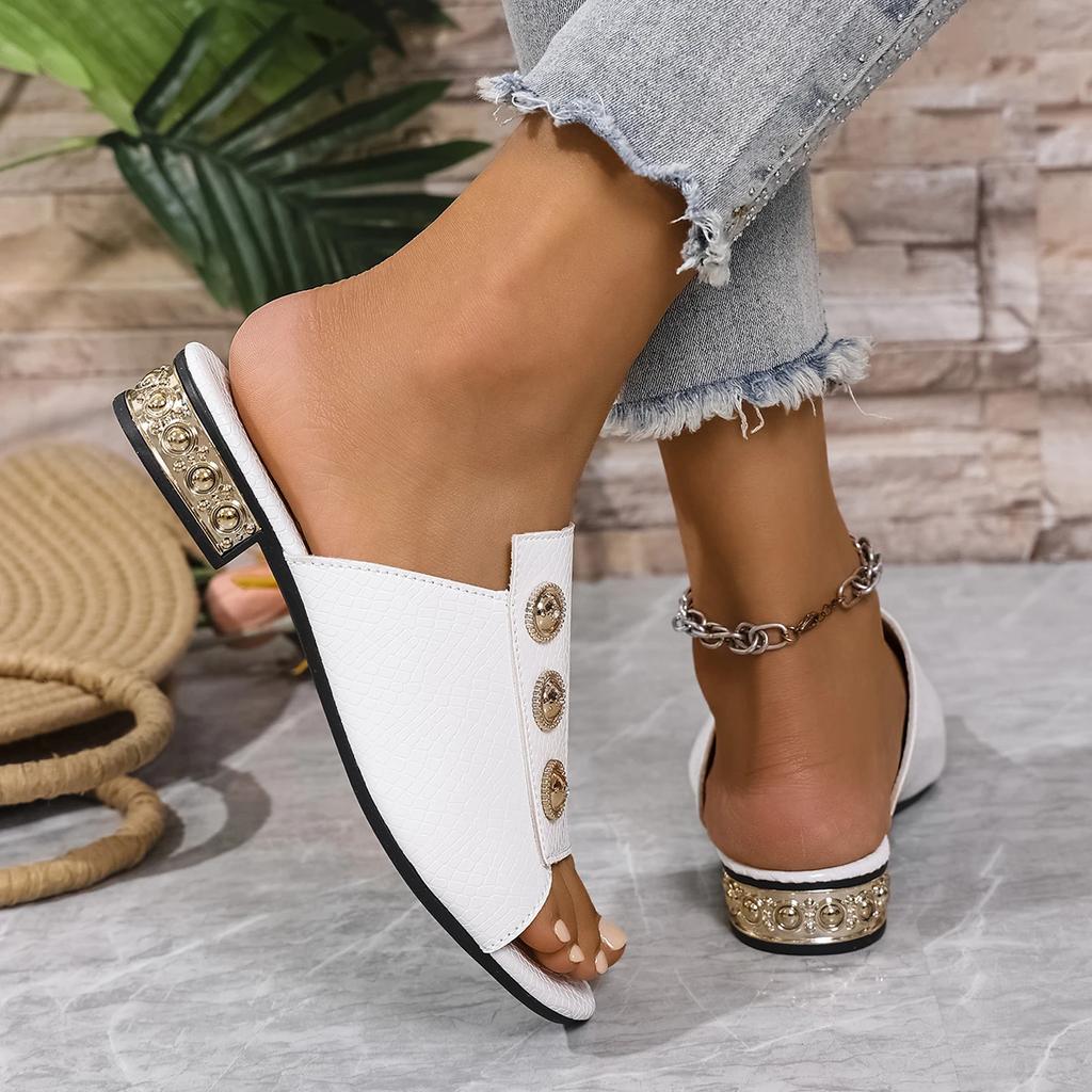 Fashion Women High Heels Slippers Fashion Shoes for Women Square Heels Beach Sandals 2025 New Summer Open Toe Slippers Slides Women