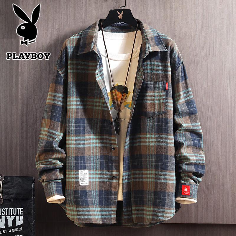 Мужская повседневная рубашка с длинным рукавом PLAYBOY 4XL