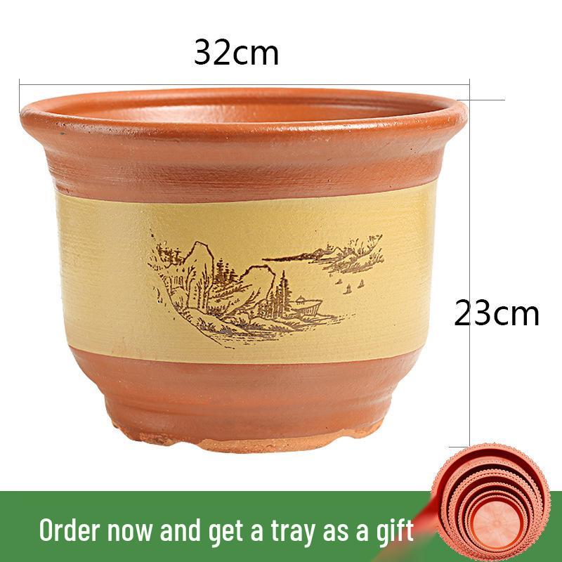 Extra-Large Purple Clay Ceramic Bonsai and Orchid Flower Pot