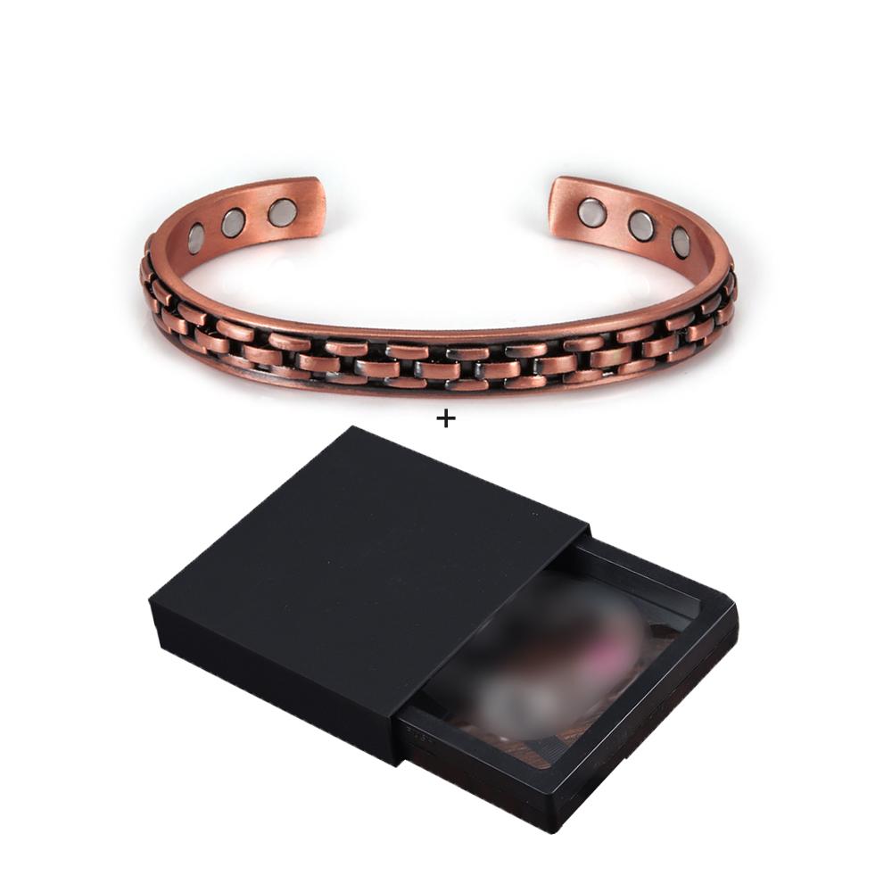 Vinterly Magnetic Pure Copper Bracelets Adjustable Cuff Energy Magnet Bangles Benefits Wristband Stripe Health Jewelry Men Women