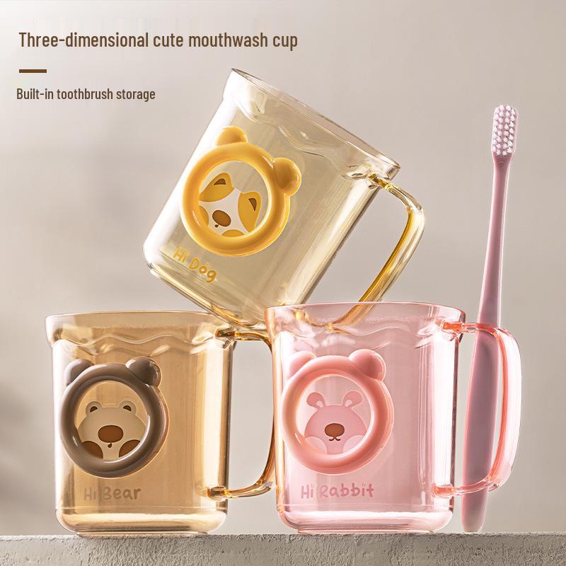 Household Cartoon Mouthwash & Toothbrush Cup Set for Kids & Couples, Creative Dorm-Use.