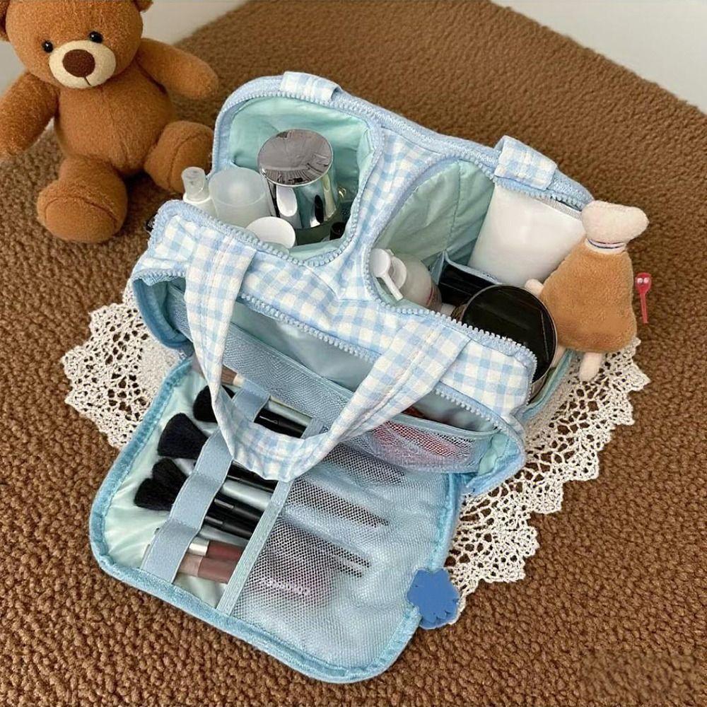 Double Side Open Travel Toiletry Bag Zipper Closure Portable Makeup Pouch  Women's Makeup